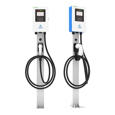 Dobra cena. 7KW 11KW 21KW Kolumna niebiesko-biała / podłogowa jednorzędna ładowarka pojazdu elektrycznego w Internecie
