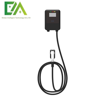 7KW 11KW 22KW Czarny elektryczny pojazd ścienny pojedynczy pistolet stacja ładowania AC / komercyjna przenośna ładowarka
