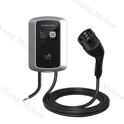 Komercyjna ładowarka AC 7KW Typ 2 do samochodów elektrycznych, inteligentna ładowarka EV 14KW z funkcją równoważenia obciążenia, bezpieczna, IP55, sterowana głosem