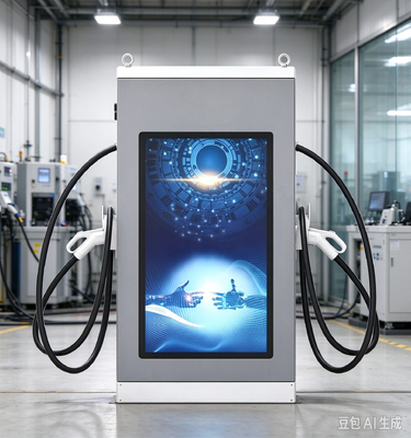 Seria ekranów reklamowych 120kW z podwójnym pistoletem ładowarka DC EV 55-calowy ekran LCD 10-calowy ekran dotykowy zrównoważony podwójny pistolet OCPP1.6J