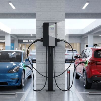 Dobra cena. Ładowarka AC EV z dwoma pistoletami 22kW 32A Komercyjna Stacja Ładowania Parkingowego z Maszyną Rozliczeniową RFID QR Code W Internecie
